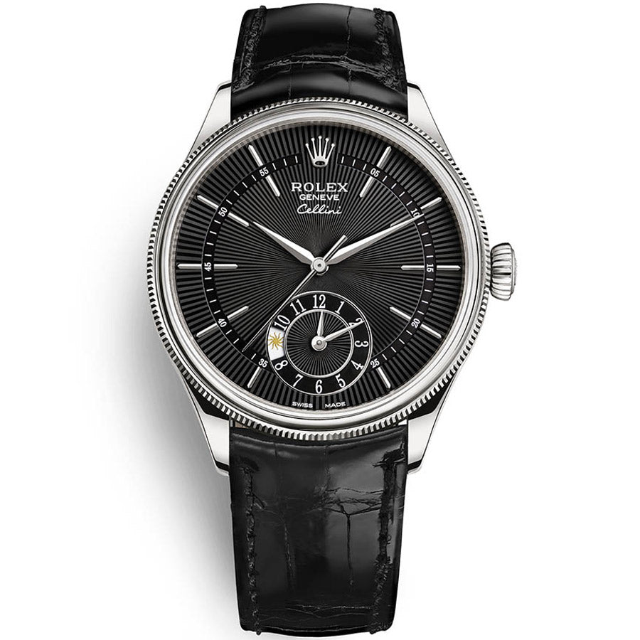 Rolex Cellini Dual Time 39mm 50529 Black Dial