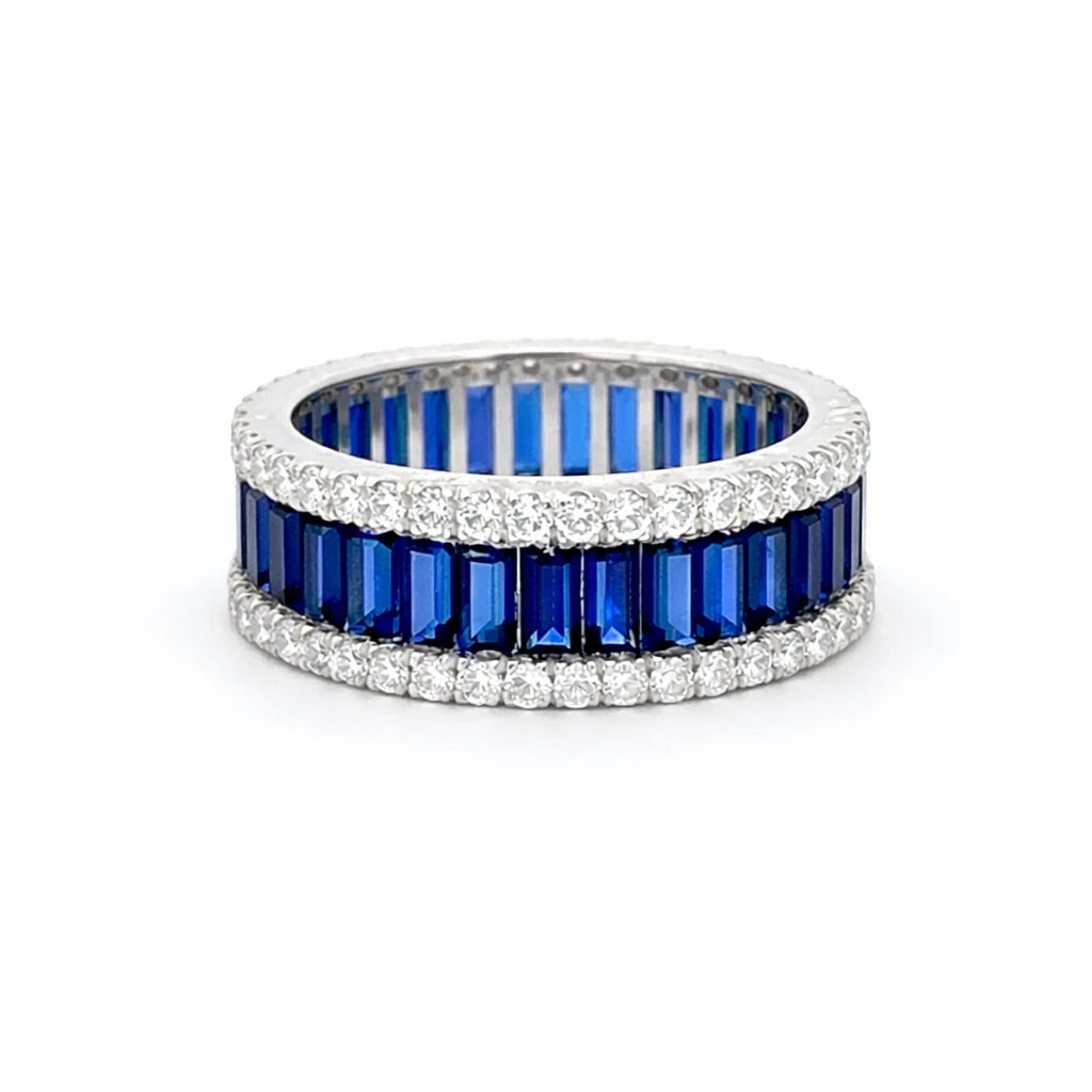 18KW 8.3 ct natural Blue Sapphires with 1.49ct natural diamond wedding band