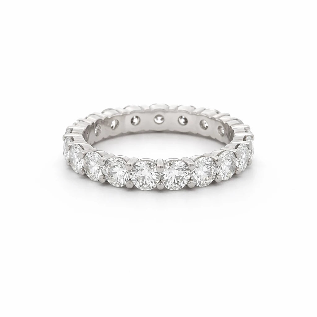Platinum 4.25cttw F VS 17 natural round brilliant cut diamond Eternity Ring