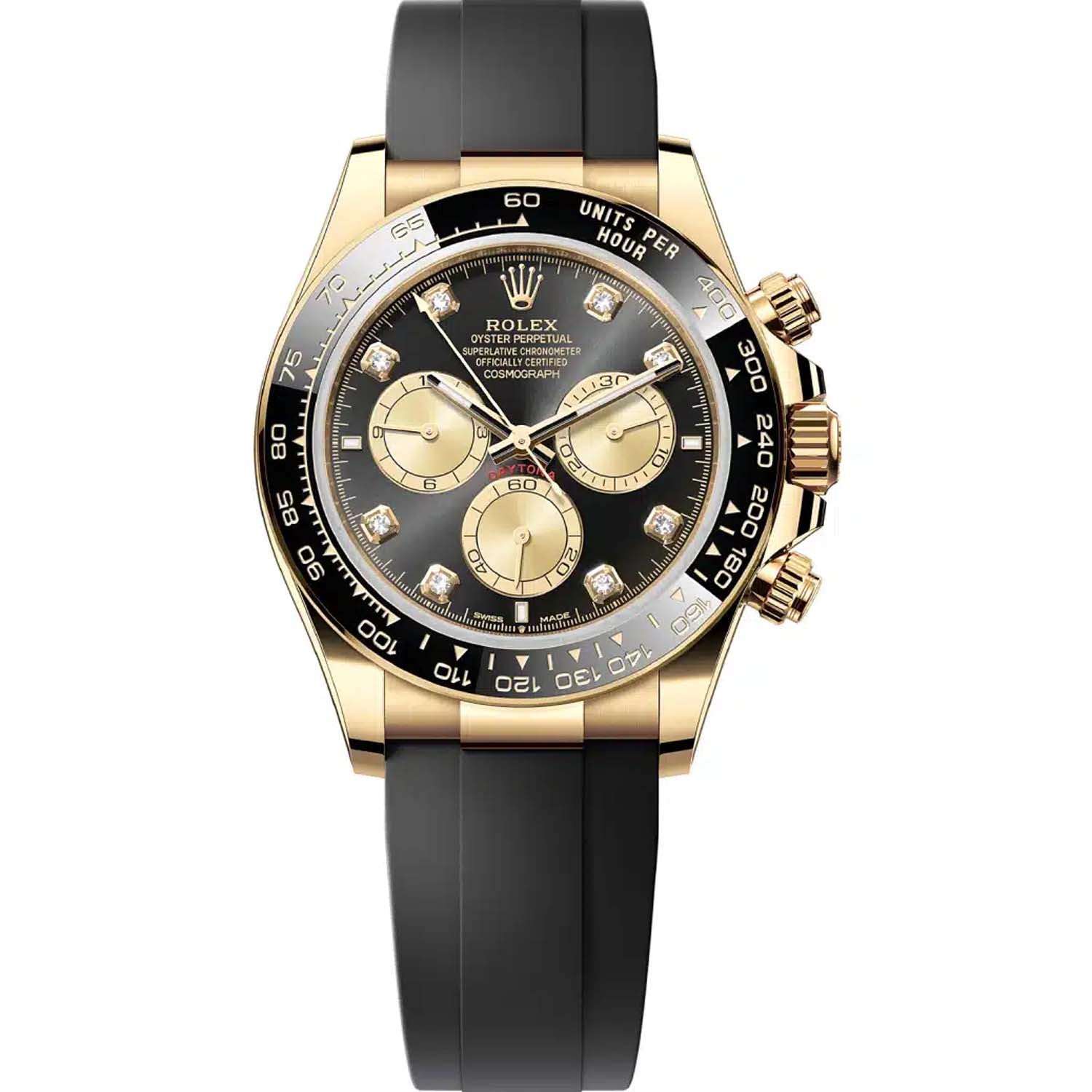 Rolex Daytona 126518LN Yellow Gold Oyster-flex Black Diamond Dial