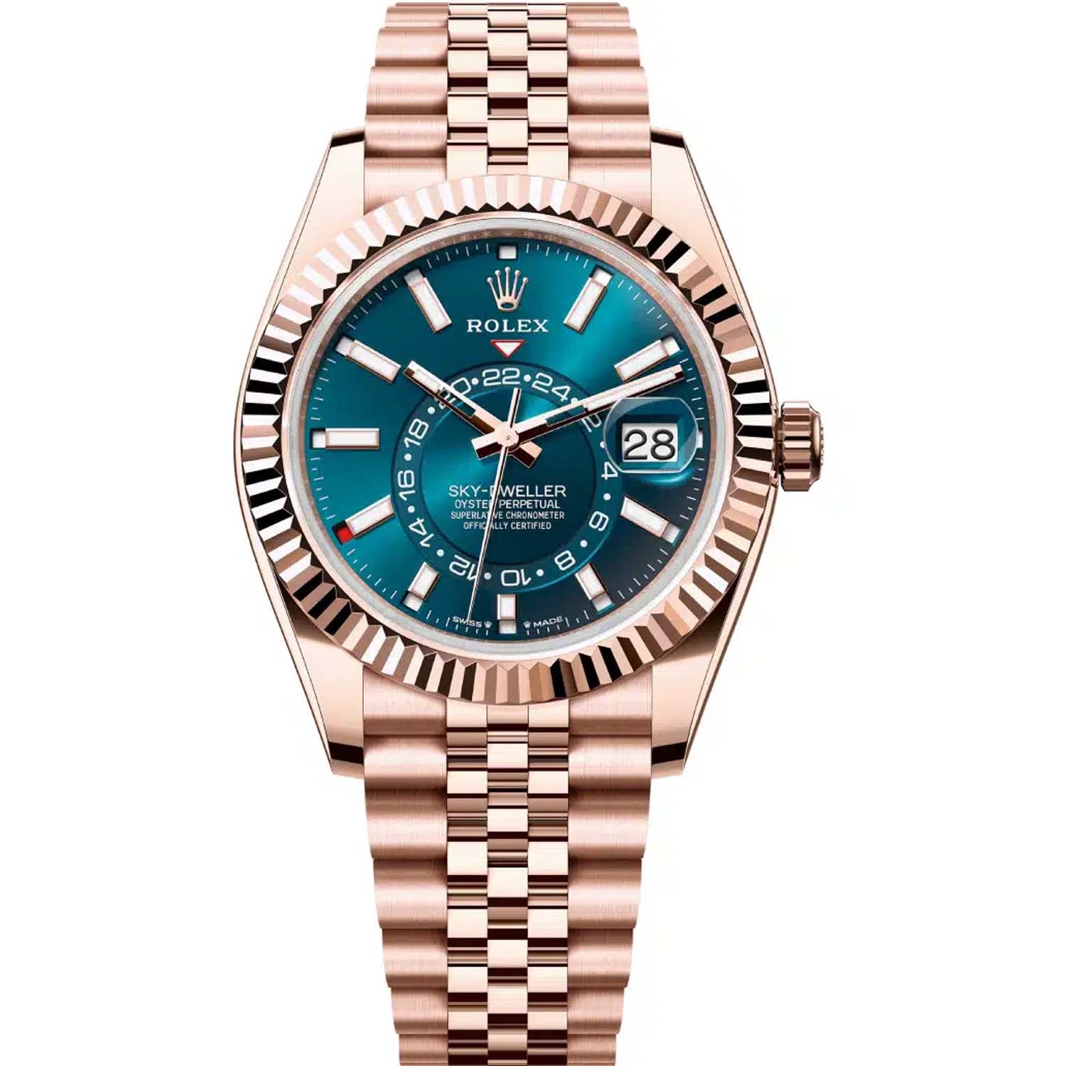 Rolex Sky-Dweller 42mm Blue Dial Rose Gold Jubilee Bracelet 336935