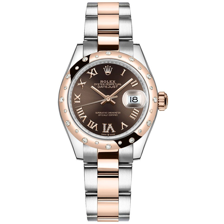 Rolex Datejust 31mm Chocolate Diamond Roman Dial Rose/Diamond Bezel 278341RBR