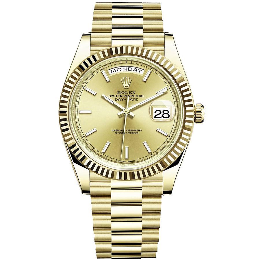 Rolex Day-Date 40 228238 Fluted Bezel Champagne Dial-First Class Timepieces