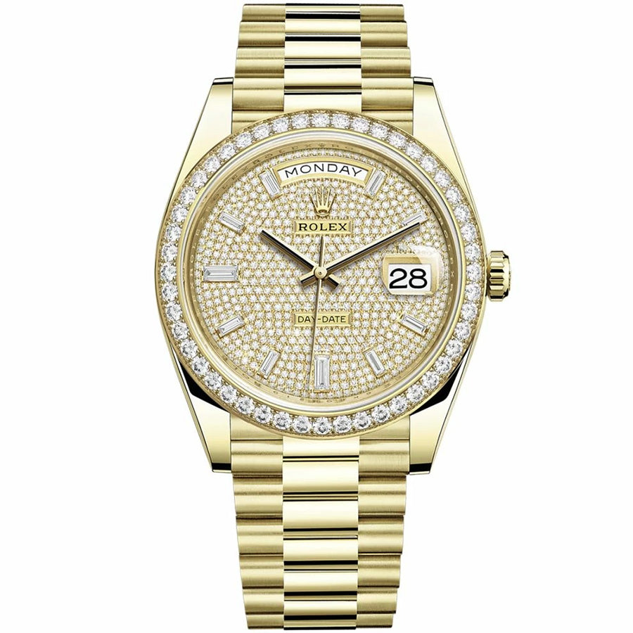 Rolex Day-Date 40 228348RBR Diamond Bezel Diamond Pave Dial