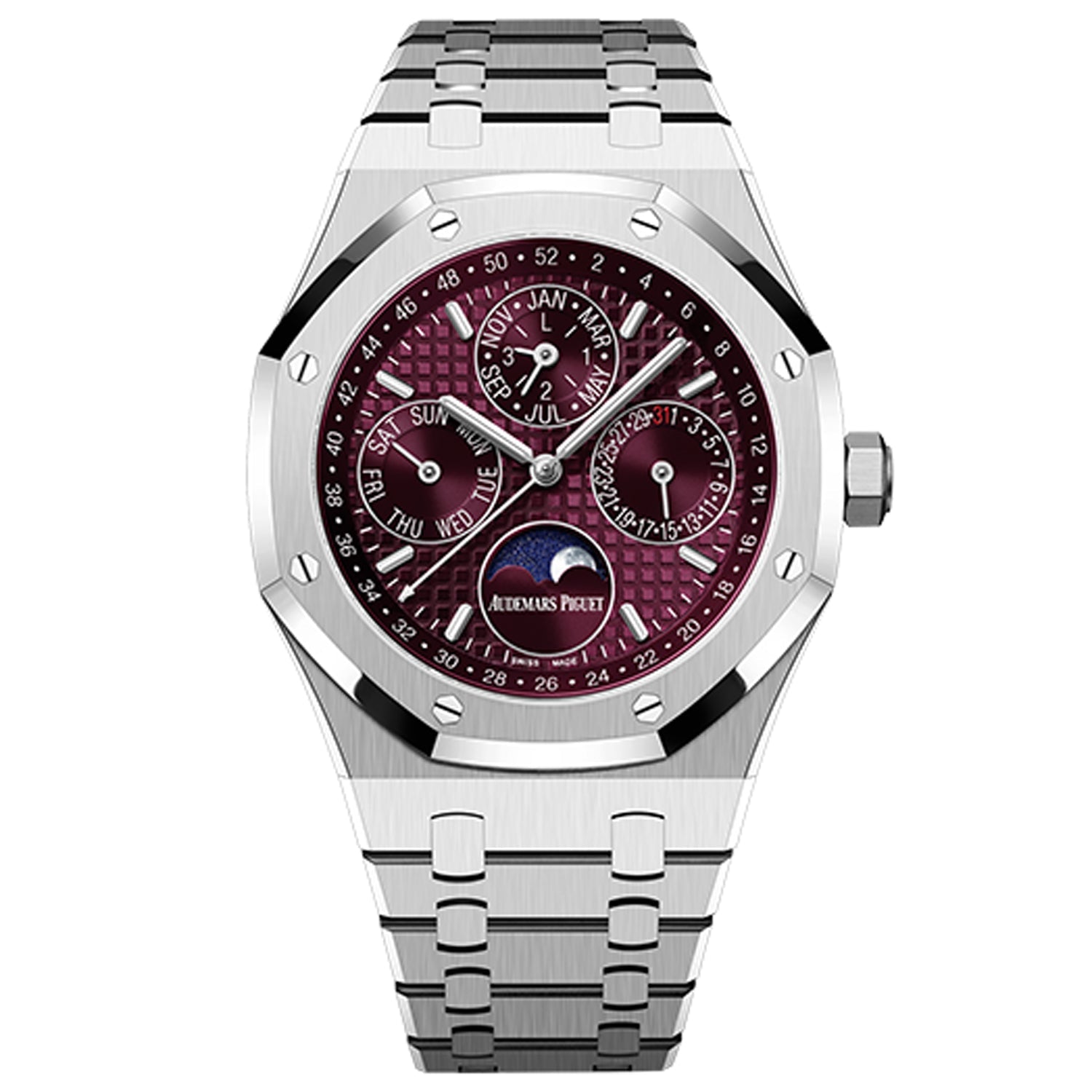 Audemars Piguet Royal Oak Perpetual Calendar White Gold Purple-Burgundy Dial 41mm 26574BC