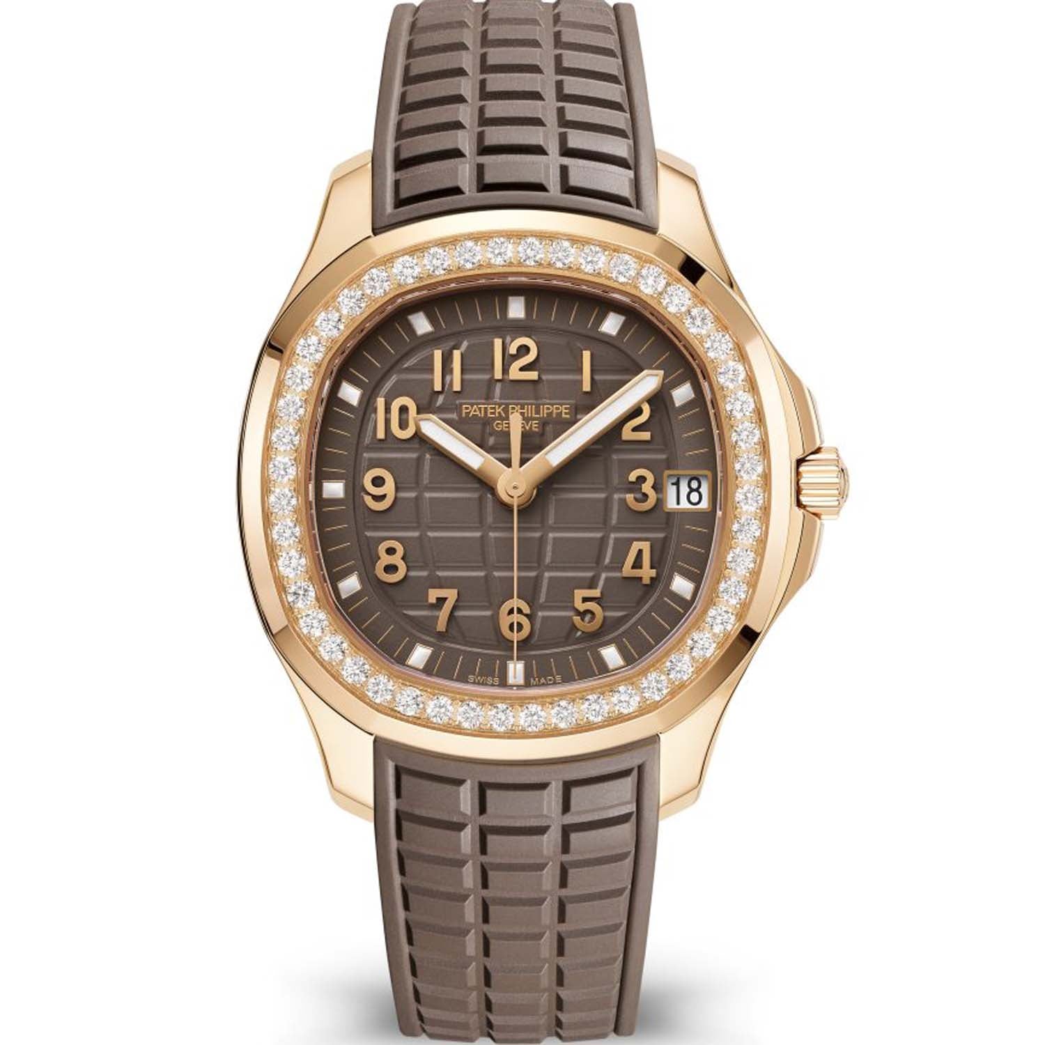 Patek Philippe Aquanaut 5268/200R-010 Diamond Bezel Rose Gold Taupe Arabic Dial 38 mm